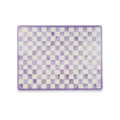 Violet Check Glass Cutting Boards, Set of 2