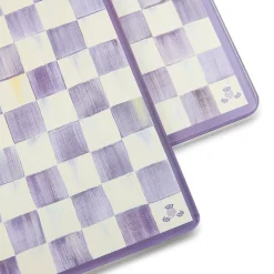 Violet Check Glass Cutting Boards, Set of 2