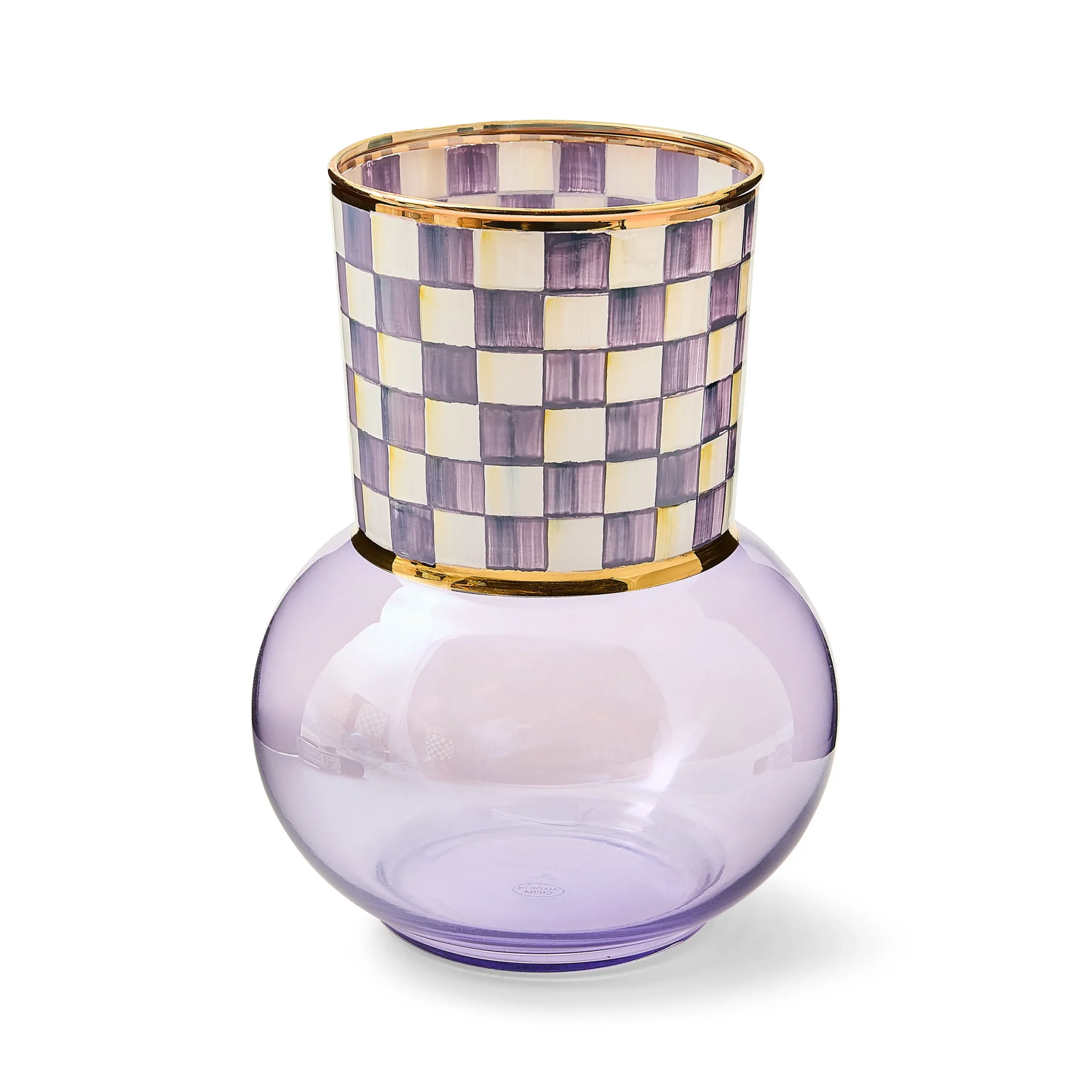 Violet Check Glass Vase