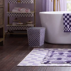 Violet Check Glass Waste Bin