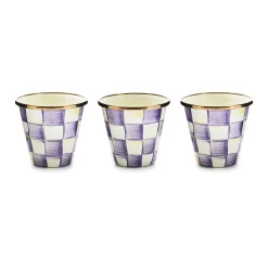 Violet Check Herb Pots, Set of 3