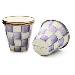 Violet Check Herb Pots, Set of 3