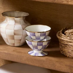 Violet Check Ice Cream Dish