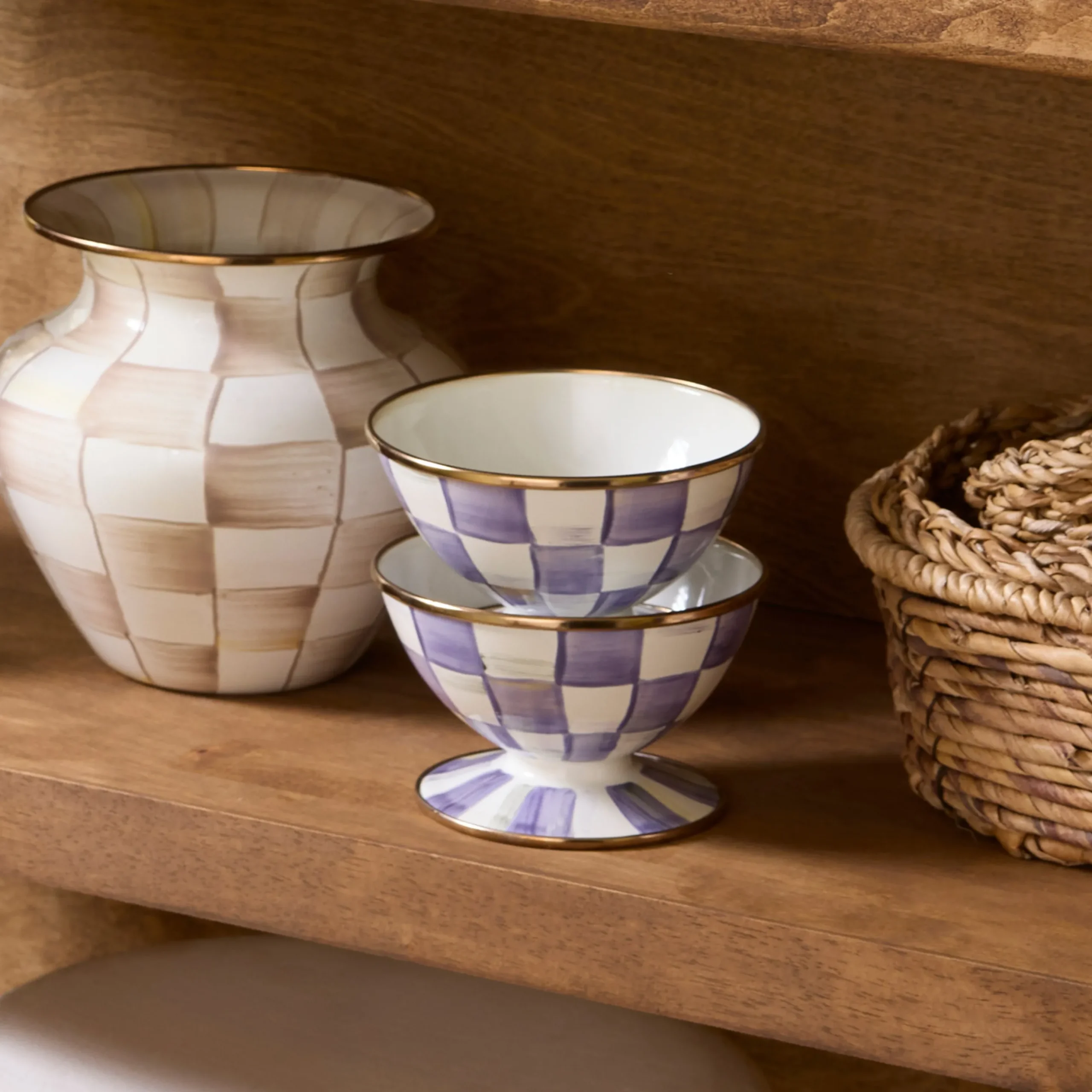 Violet Check Ice Cream Dish