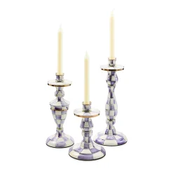 Violet Check Large Candlestick