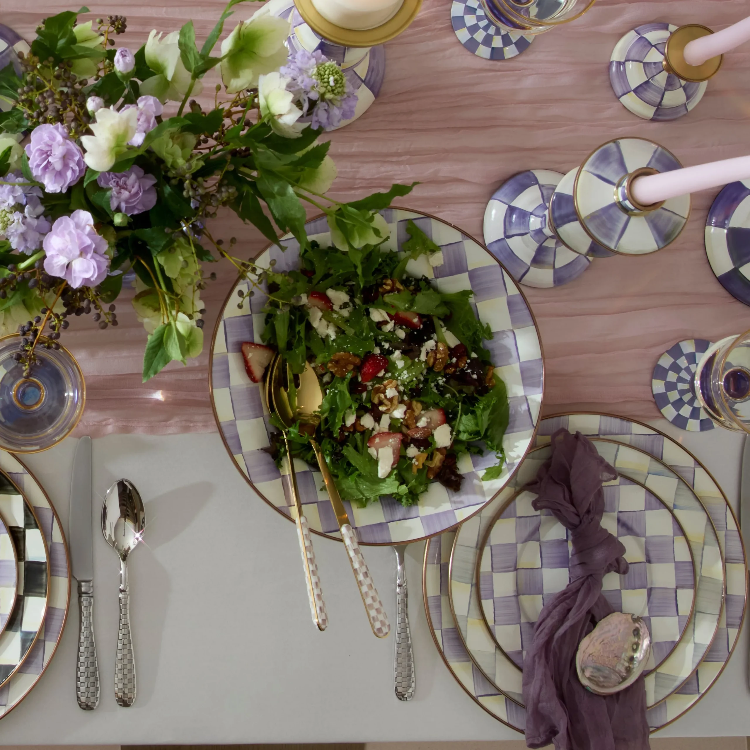 Violet Check Large Compote