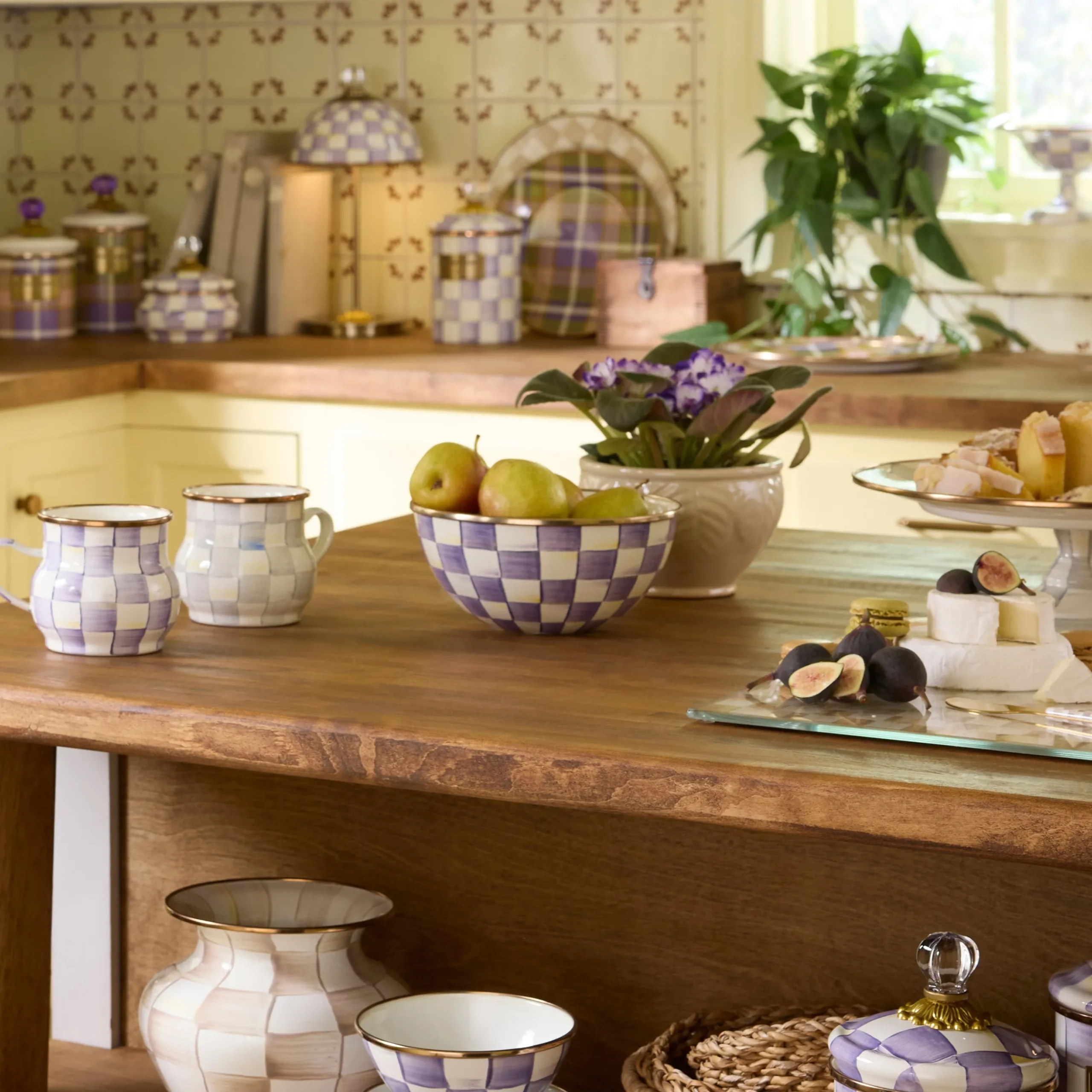Violet Check Large Everyday Bowl