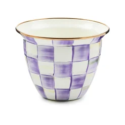 Violet Check Large Flower Pot