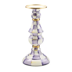 Violet Check Large Pillar Candlestick