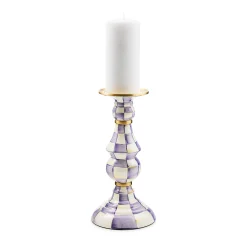 Violet Check Large Pillar Candlestick