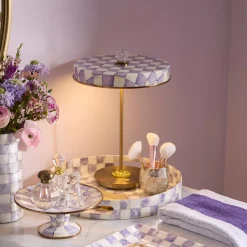 Violet Check LED Rechargeable Disk Table Lamp