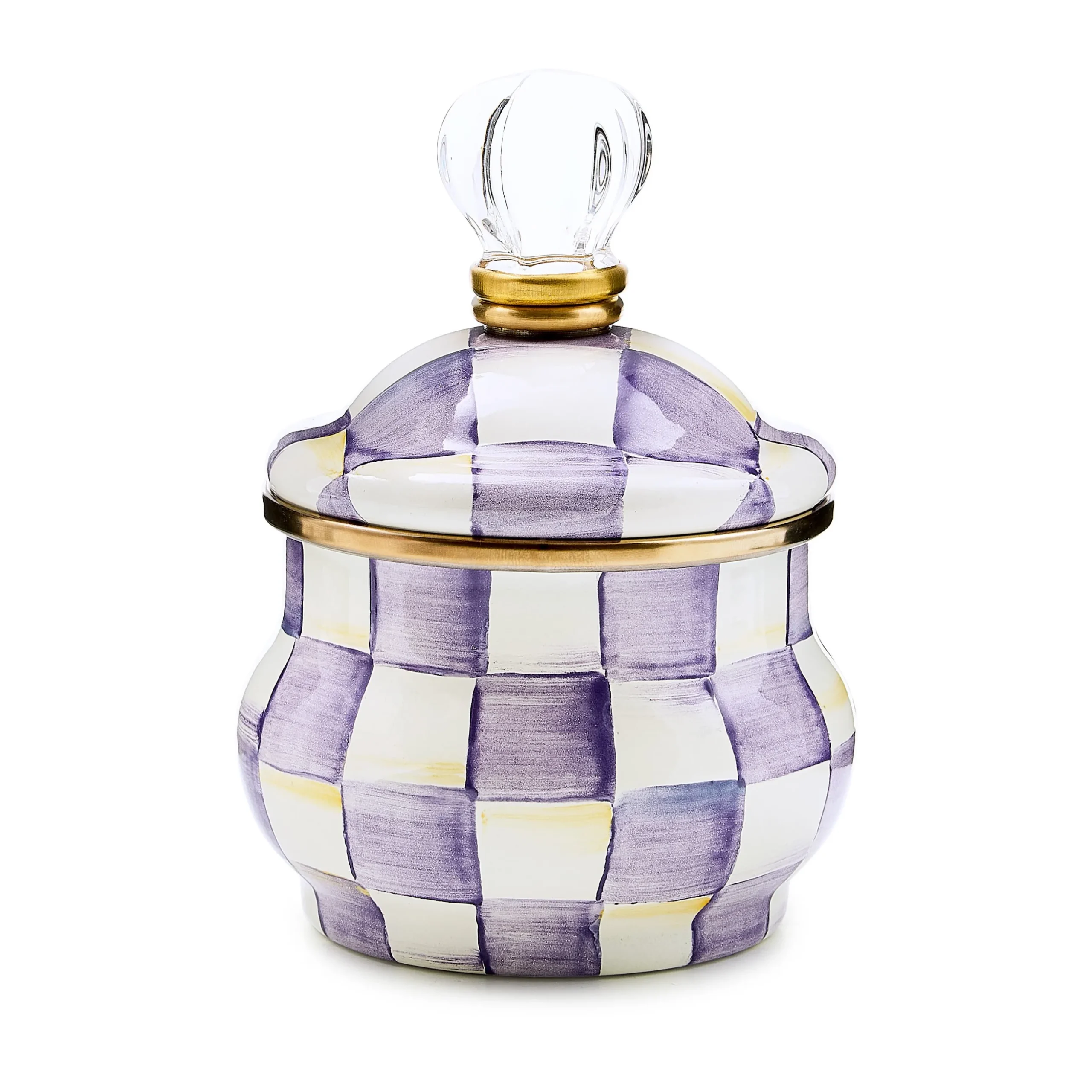 Violet Check Lidded Sugar Bowl