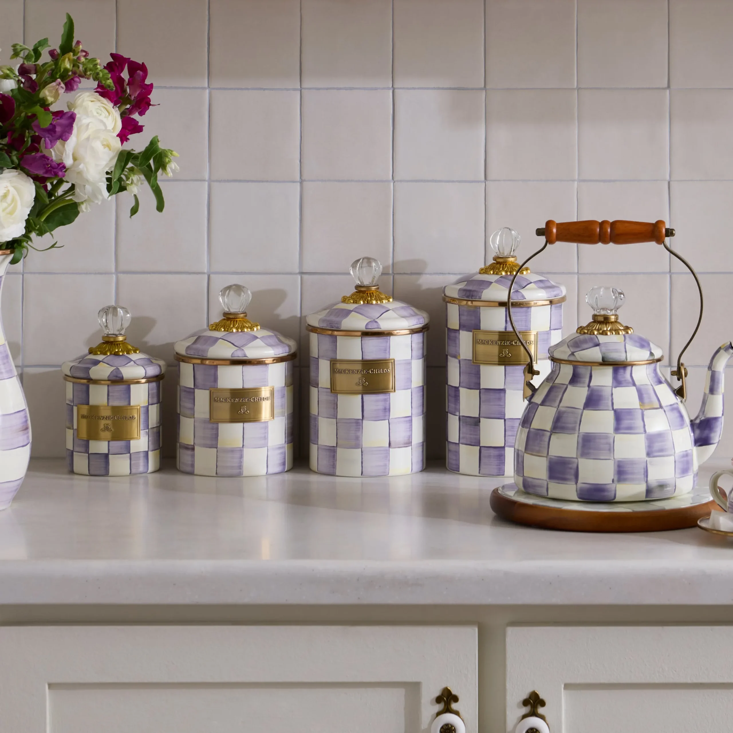Violet Check Medium Canister