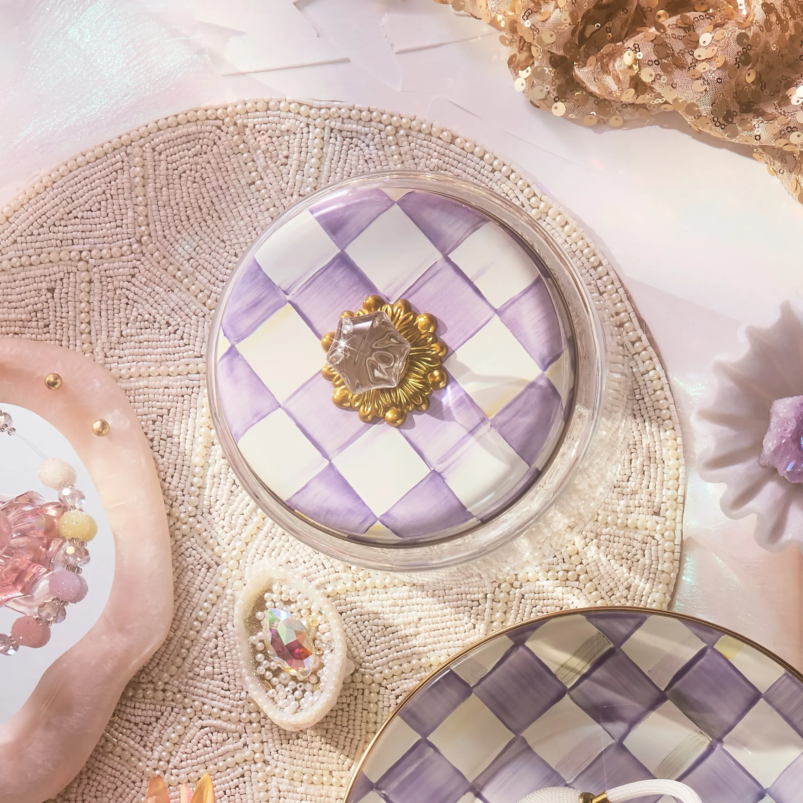 Violet Check Medium Kitchen Canister