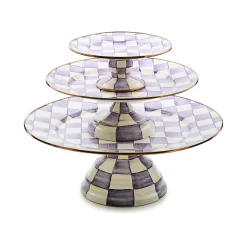 Violet Check Mini Pedestal Platter