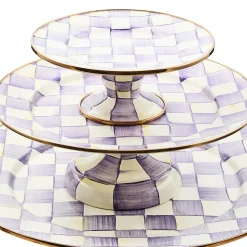 Violet Check Mini Pedestal Platter