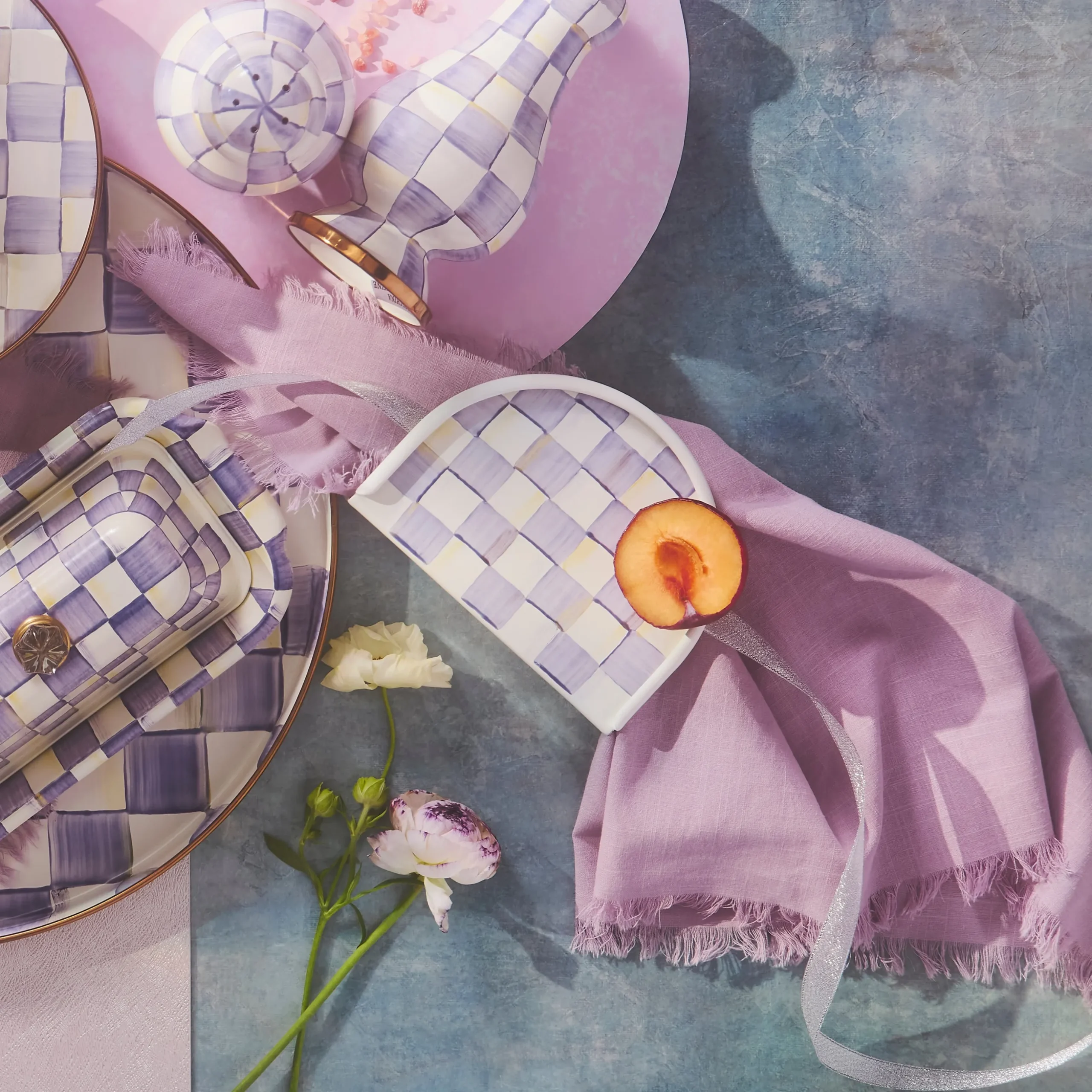 Violet Check Napkin Holder