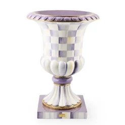 Violet Check Pedestal Urn