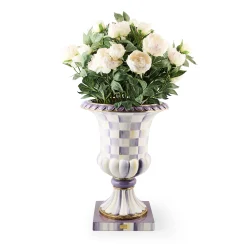 Violet Check Pedestal Urn