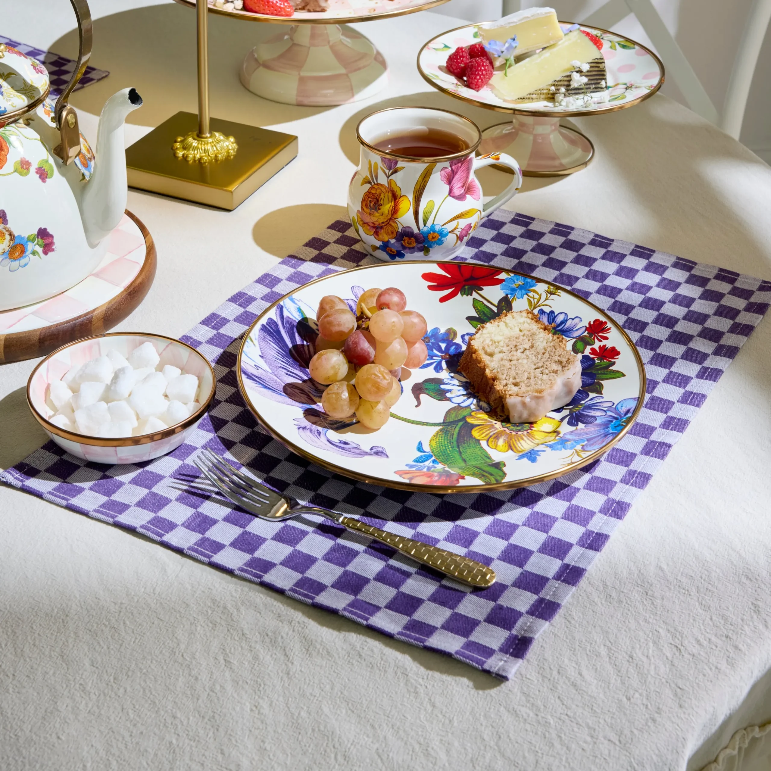 Violet Check Placemat, Set of 4