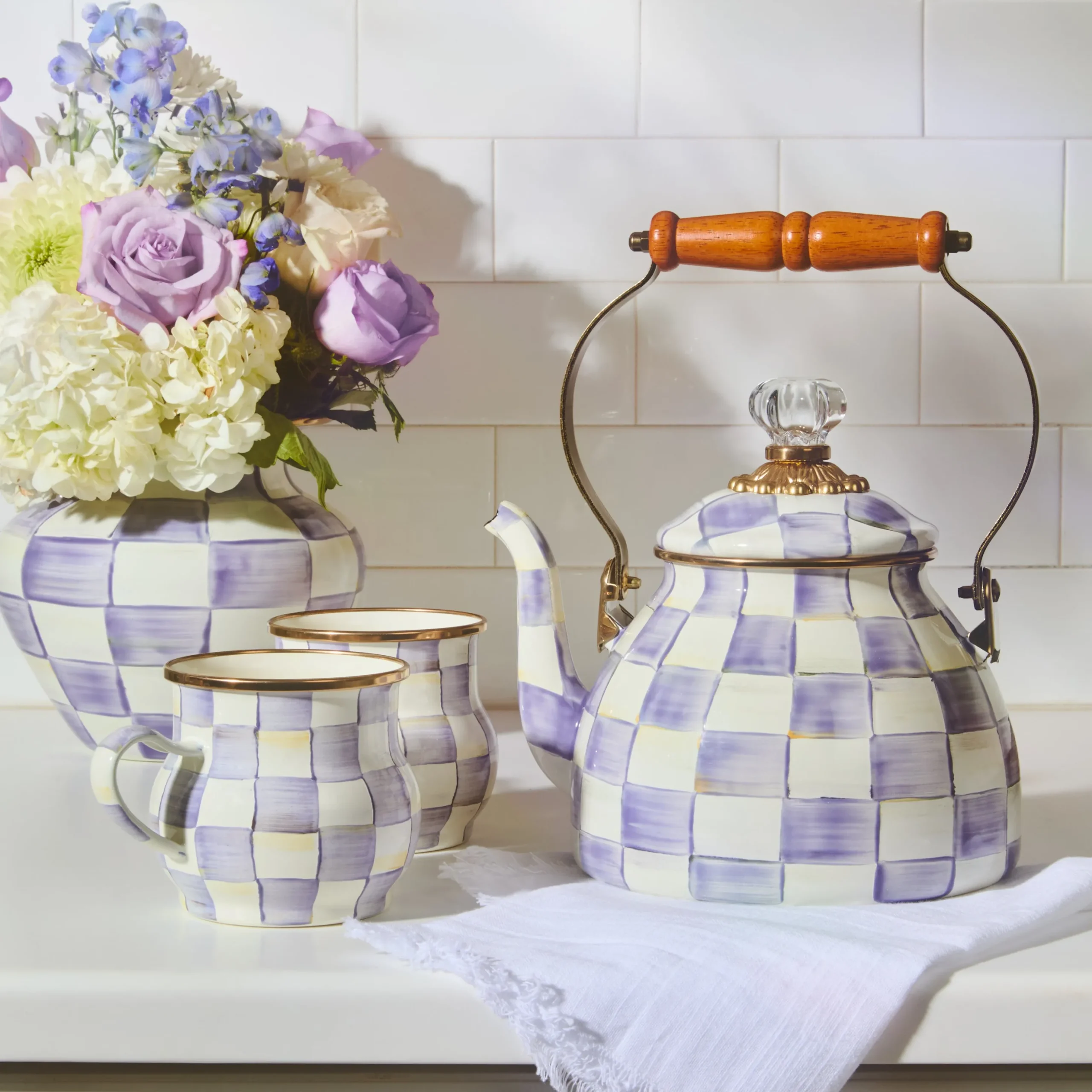Violet Check 2 Quart Tea Kettle