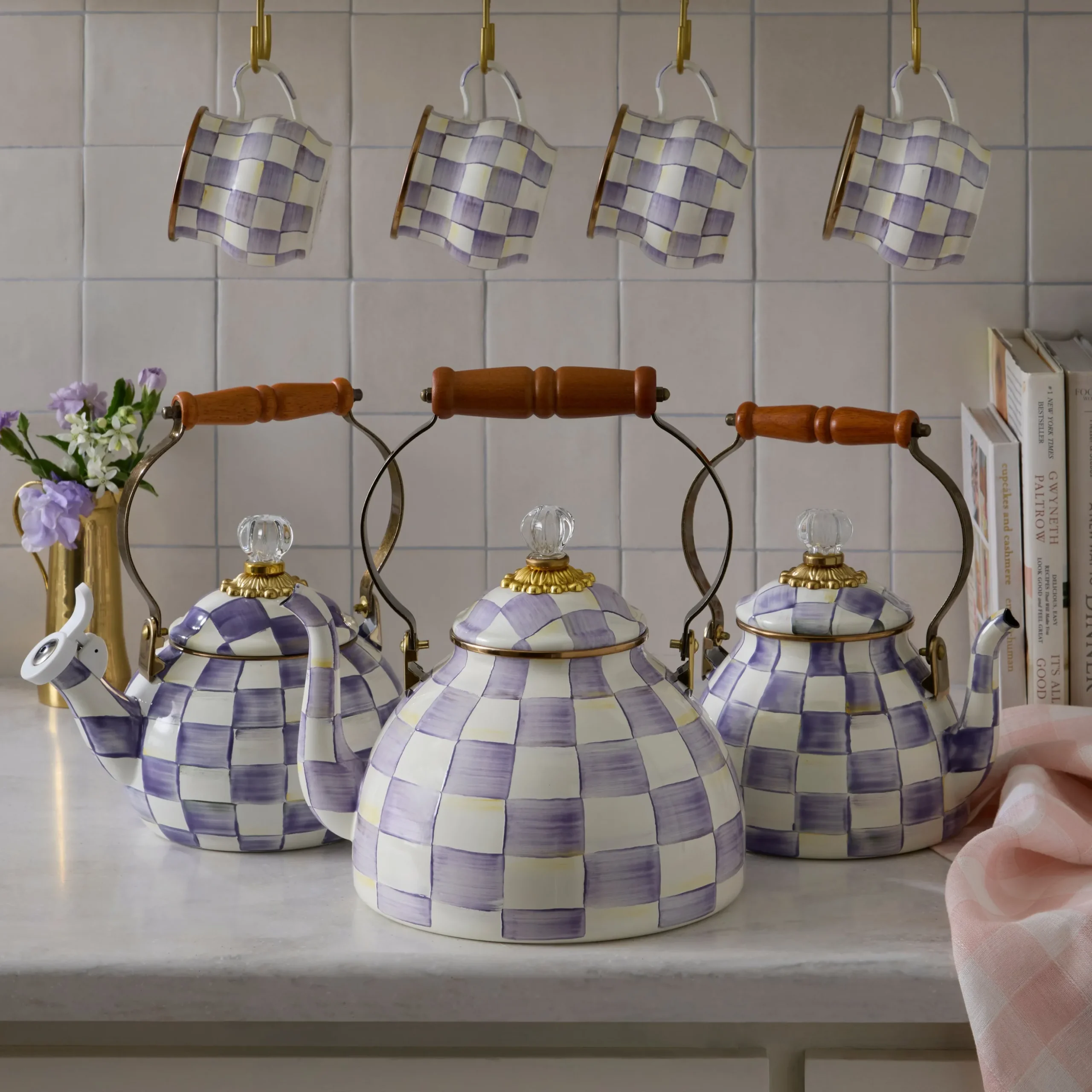 Violet Check 3 Quart Tea Kettle