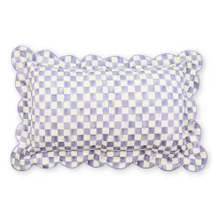 Violet Check Reversible Scalloped Lumbar Throw Pillow