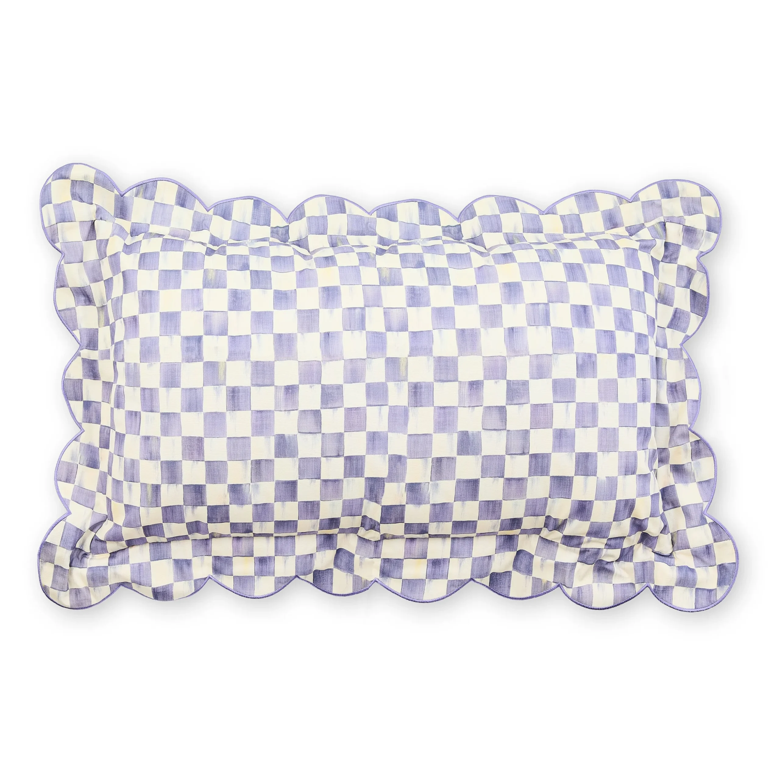 Violet Check Reversible Scalloped Lumbar Throw Pillow
