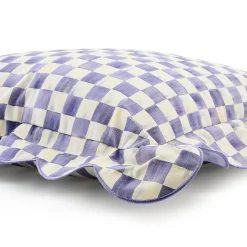 Violet Check Reversible Scalloped Throw Pillow