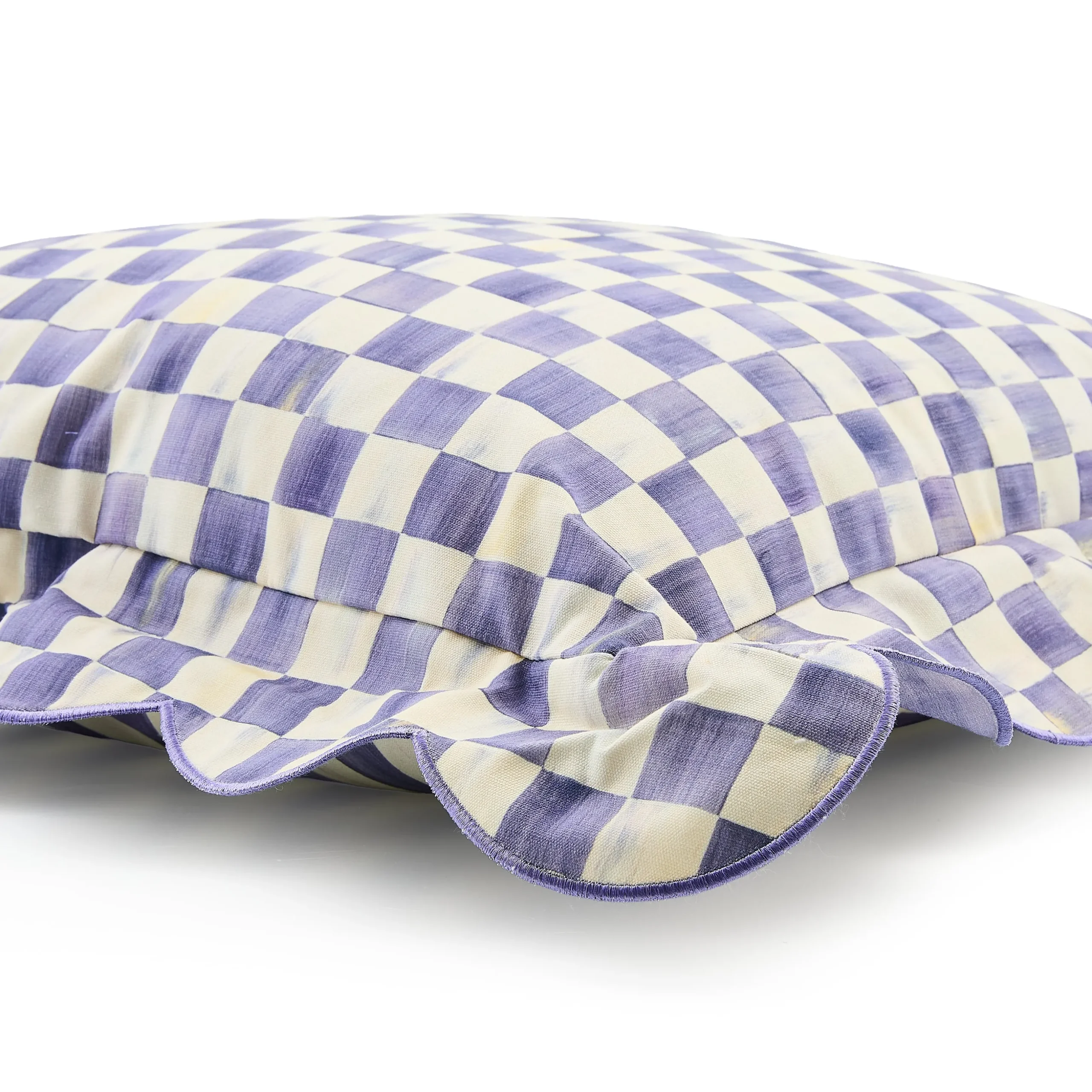 Violet Check Reversible Scalloped Throw Pillow