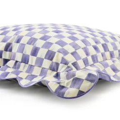 Violet Check Reversible Scalloped Throw Pillow