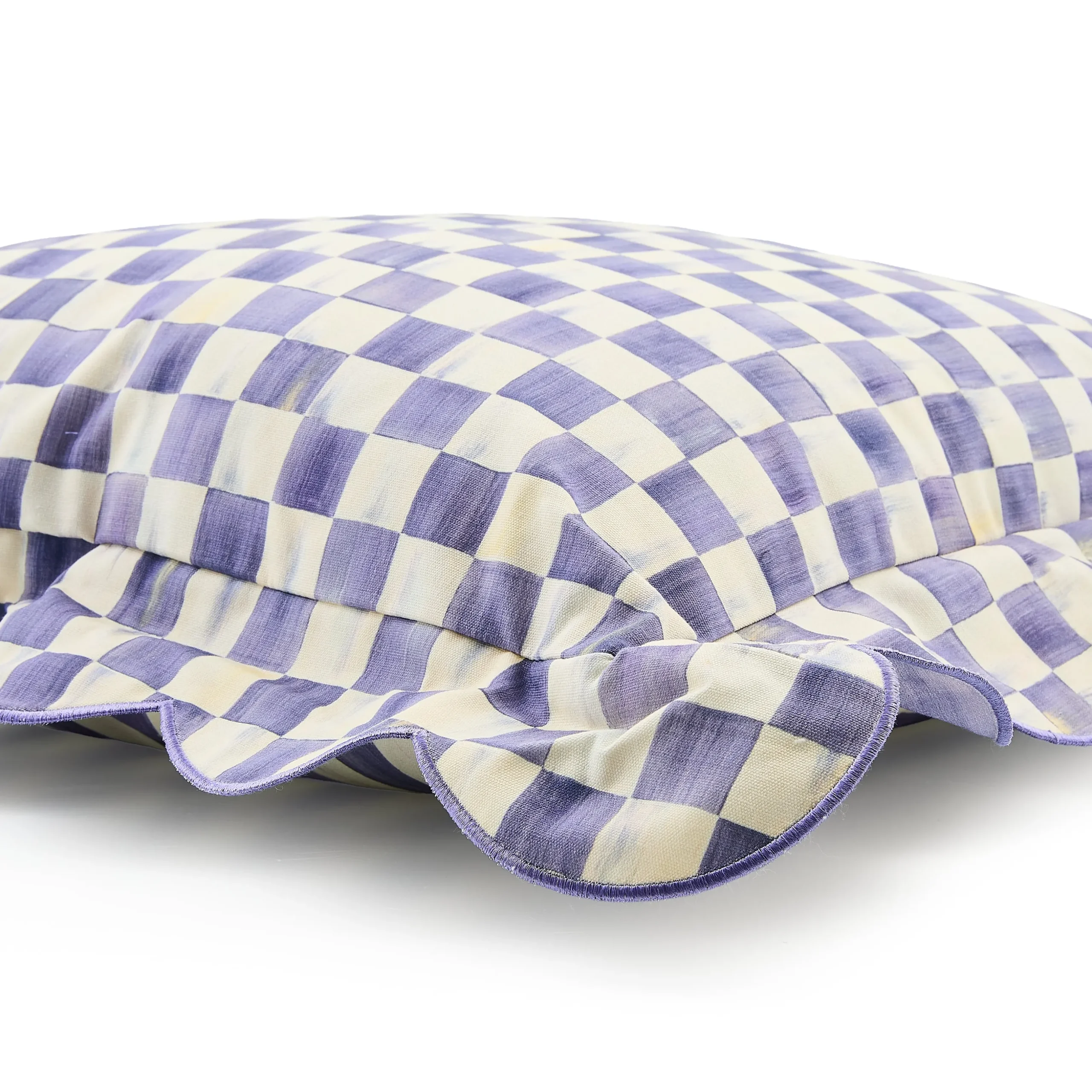 Violet Check Reversible Scalloped Throw Pillow