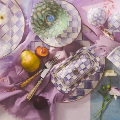 Violet Check Round Tray