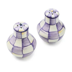 Violet Check Salt & Pepper Shakers