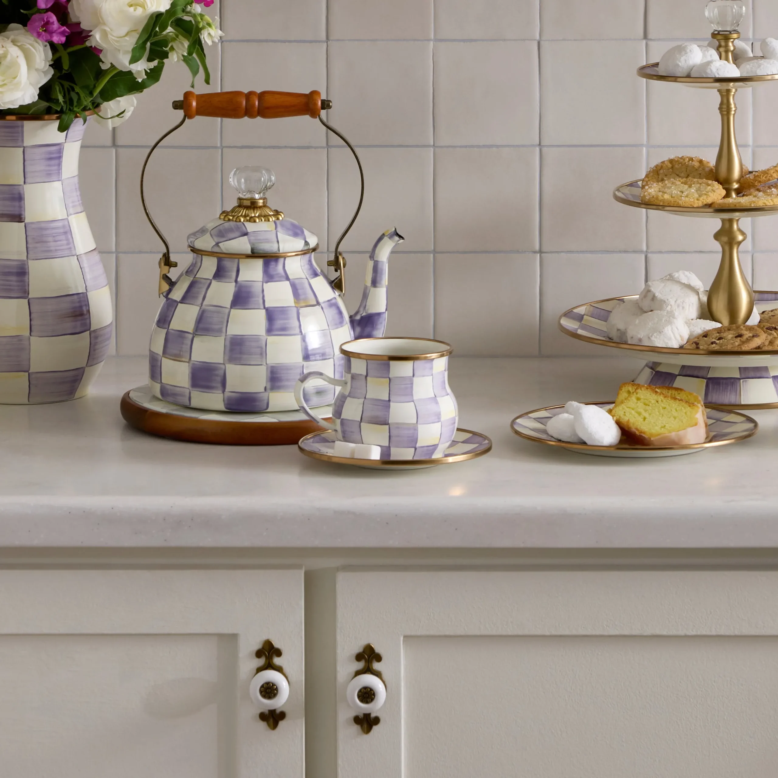 Violet Check Saucer
