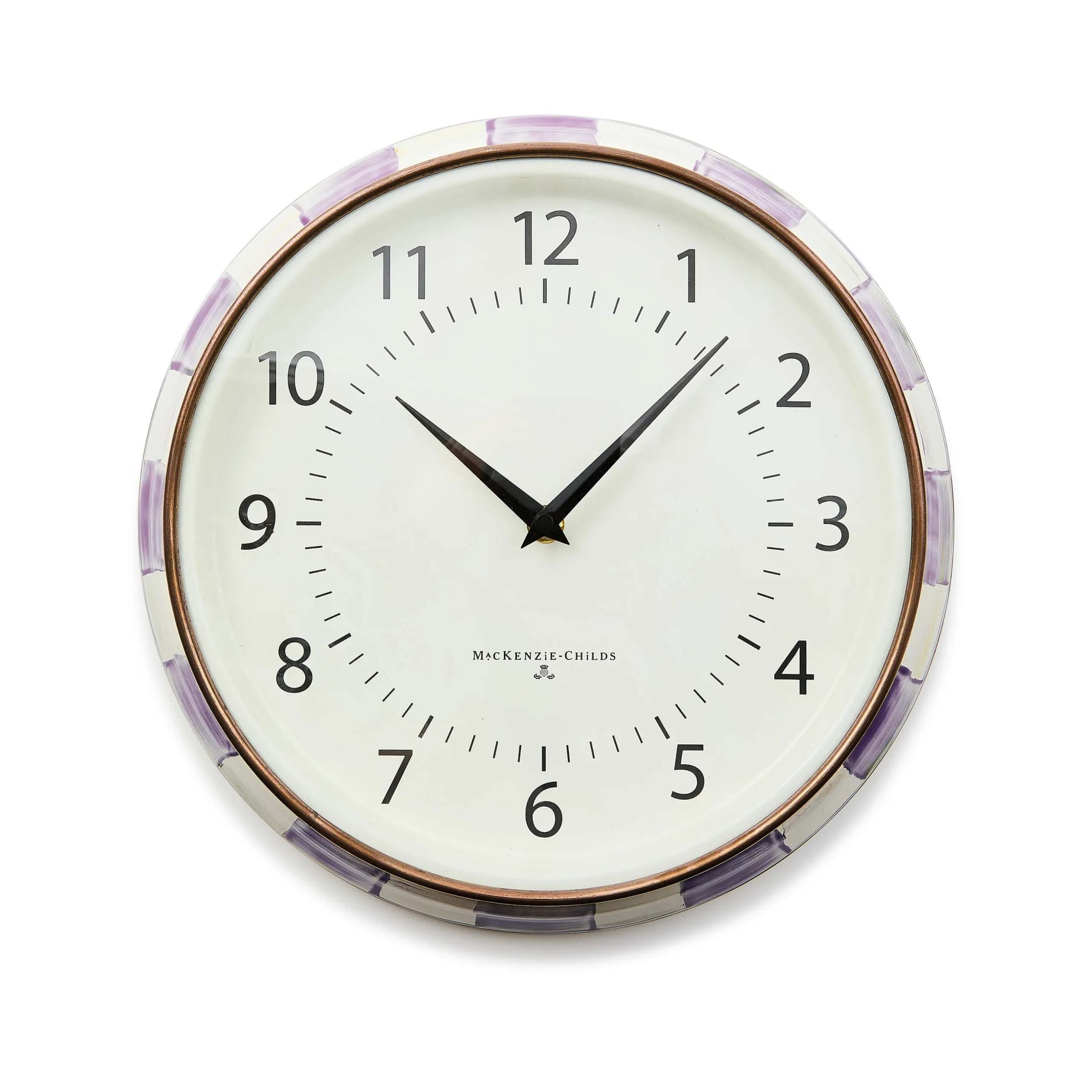 Violet Check School Wall Clock