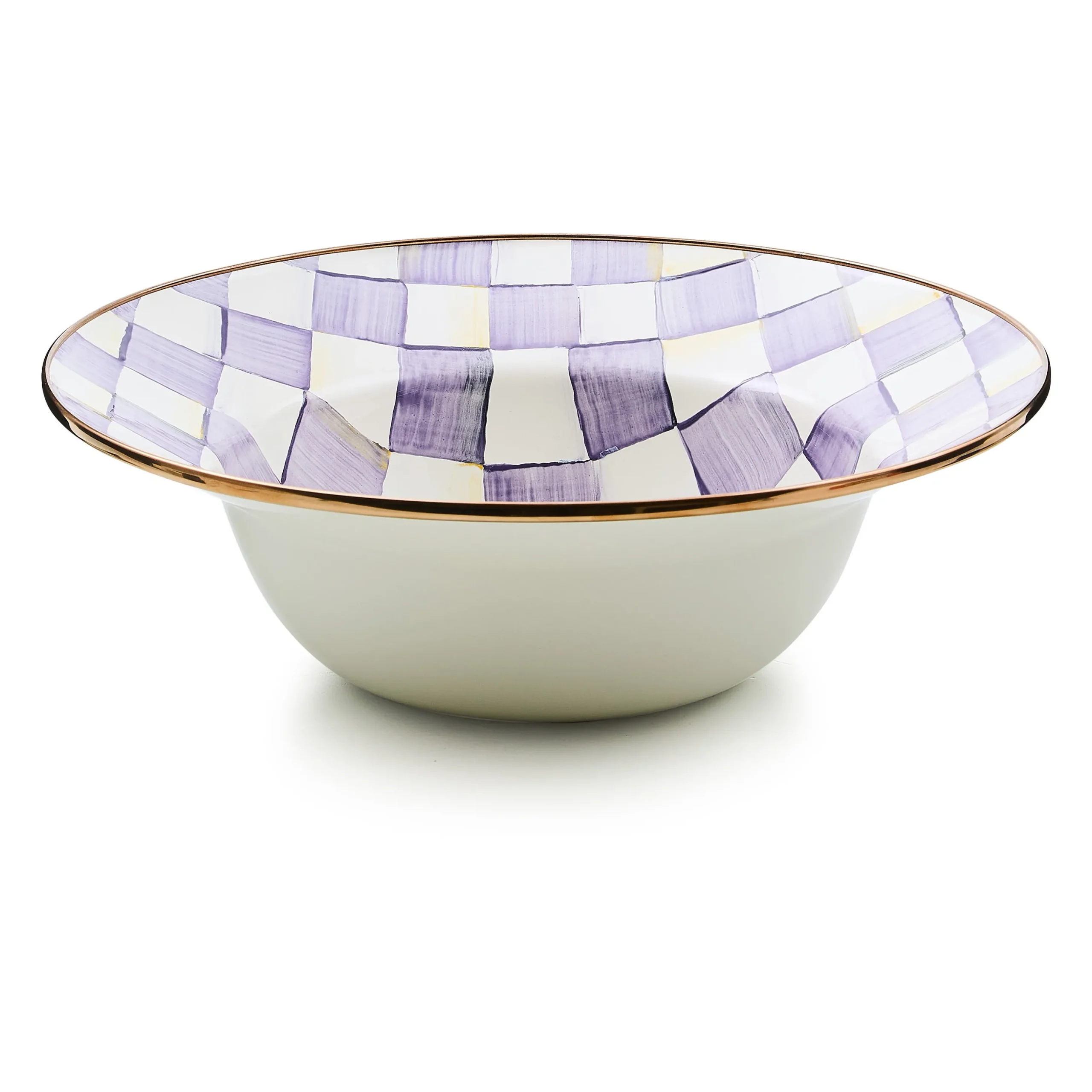 Violet Check Serving Bowl