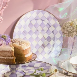 Violet Check Serving Platter