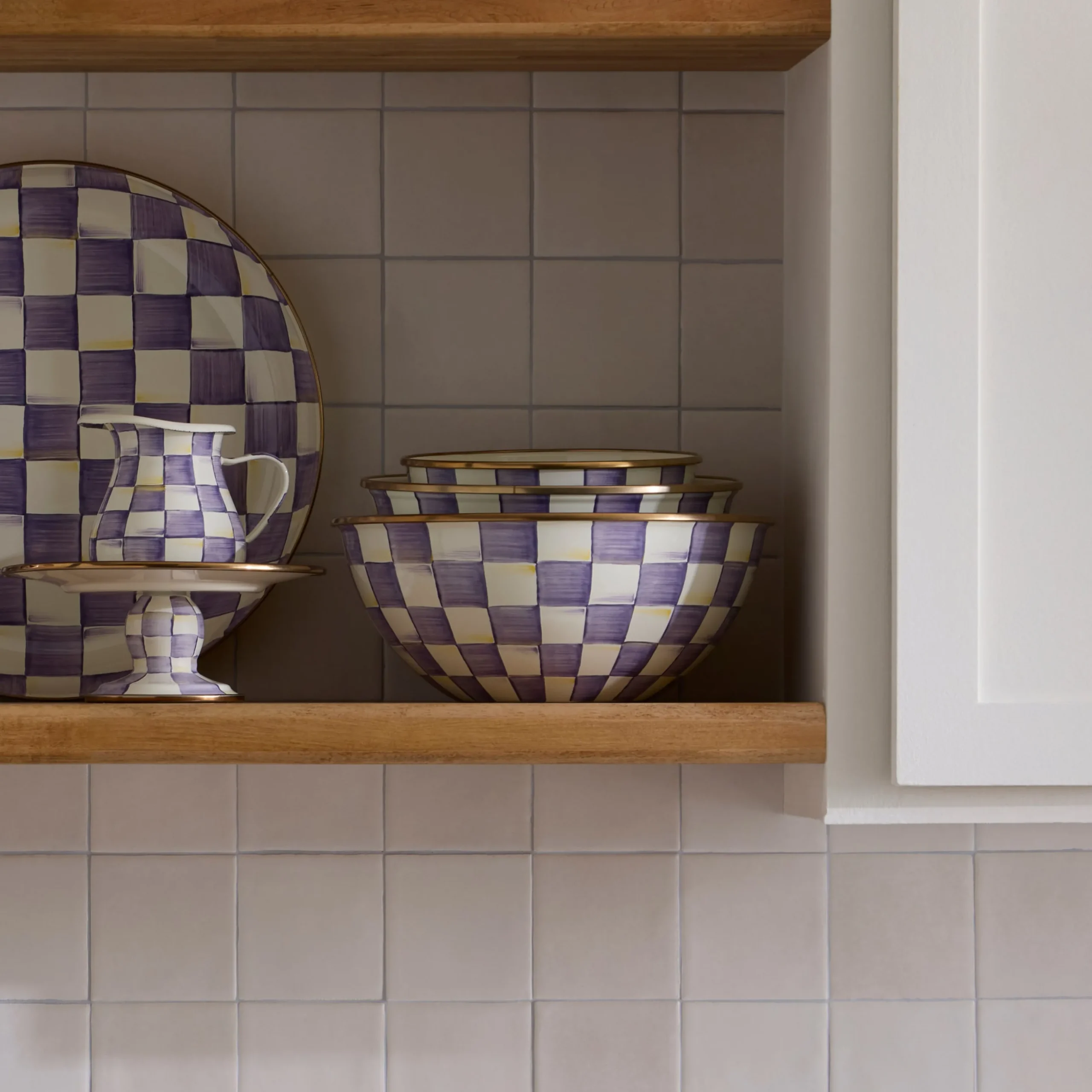 Violet Check Small Everyday Bowl
