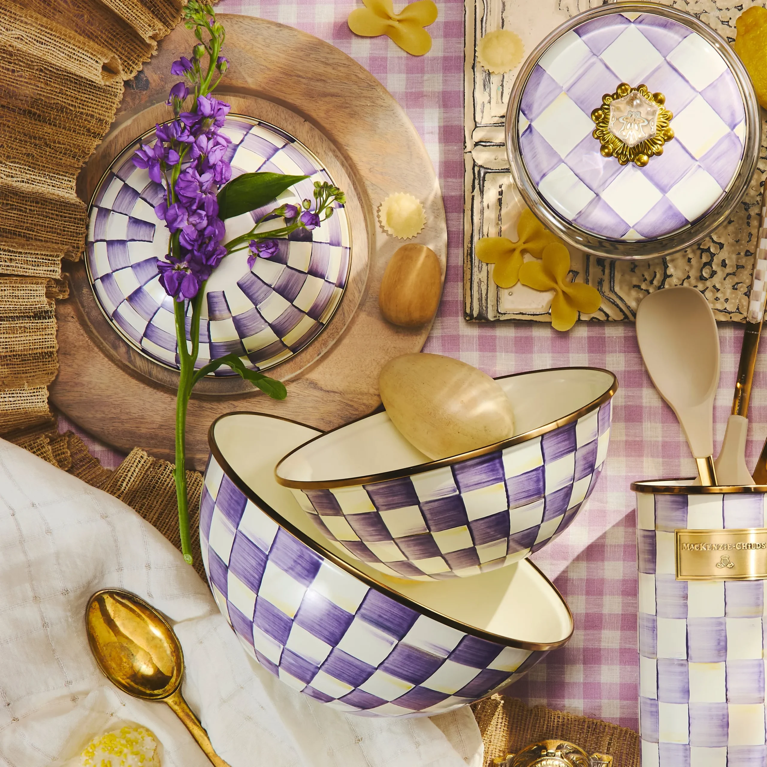 Violet Check Small Everyday Bowl