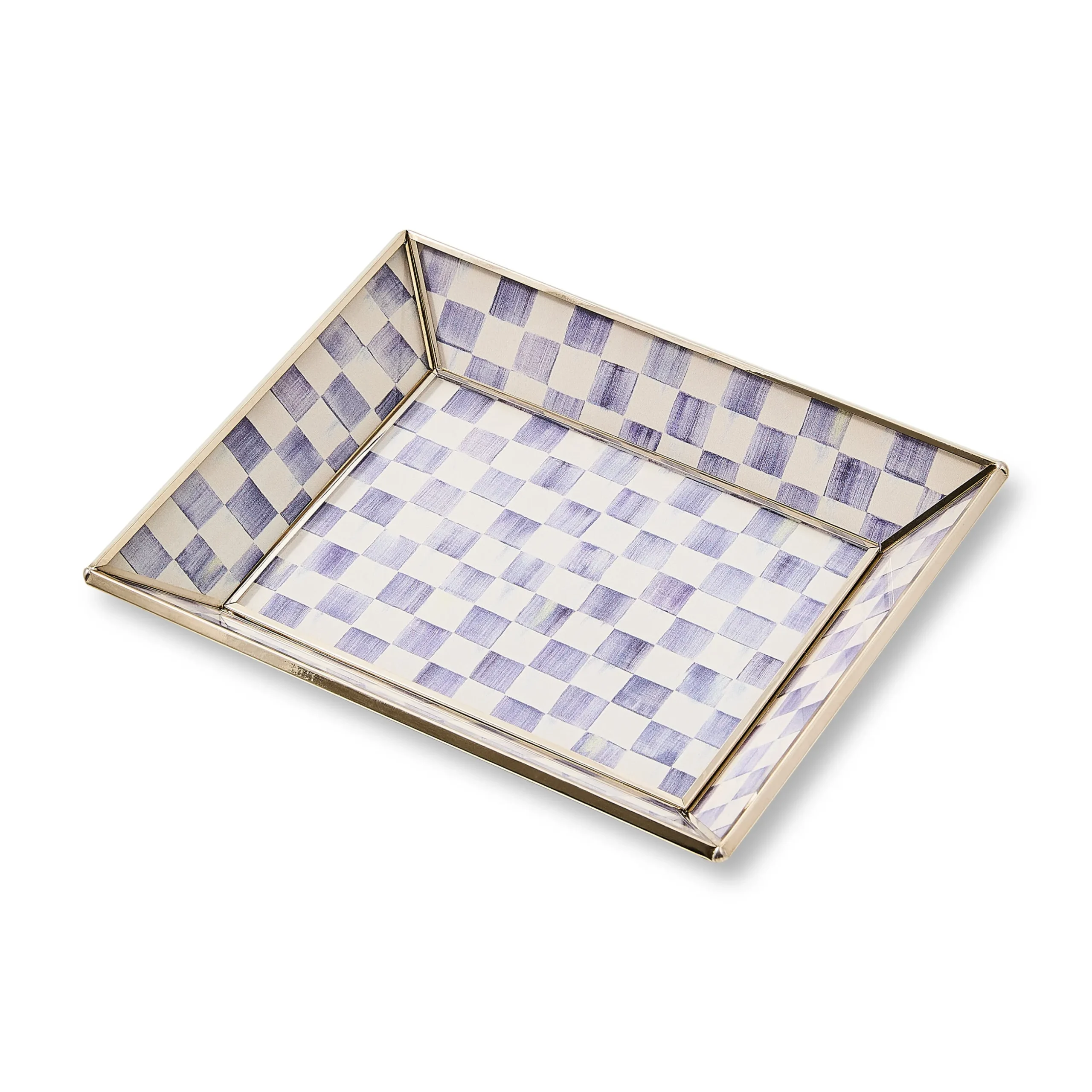Violet Check Small Glass Tray