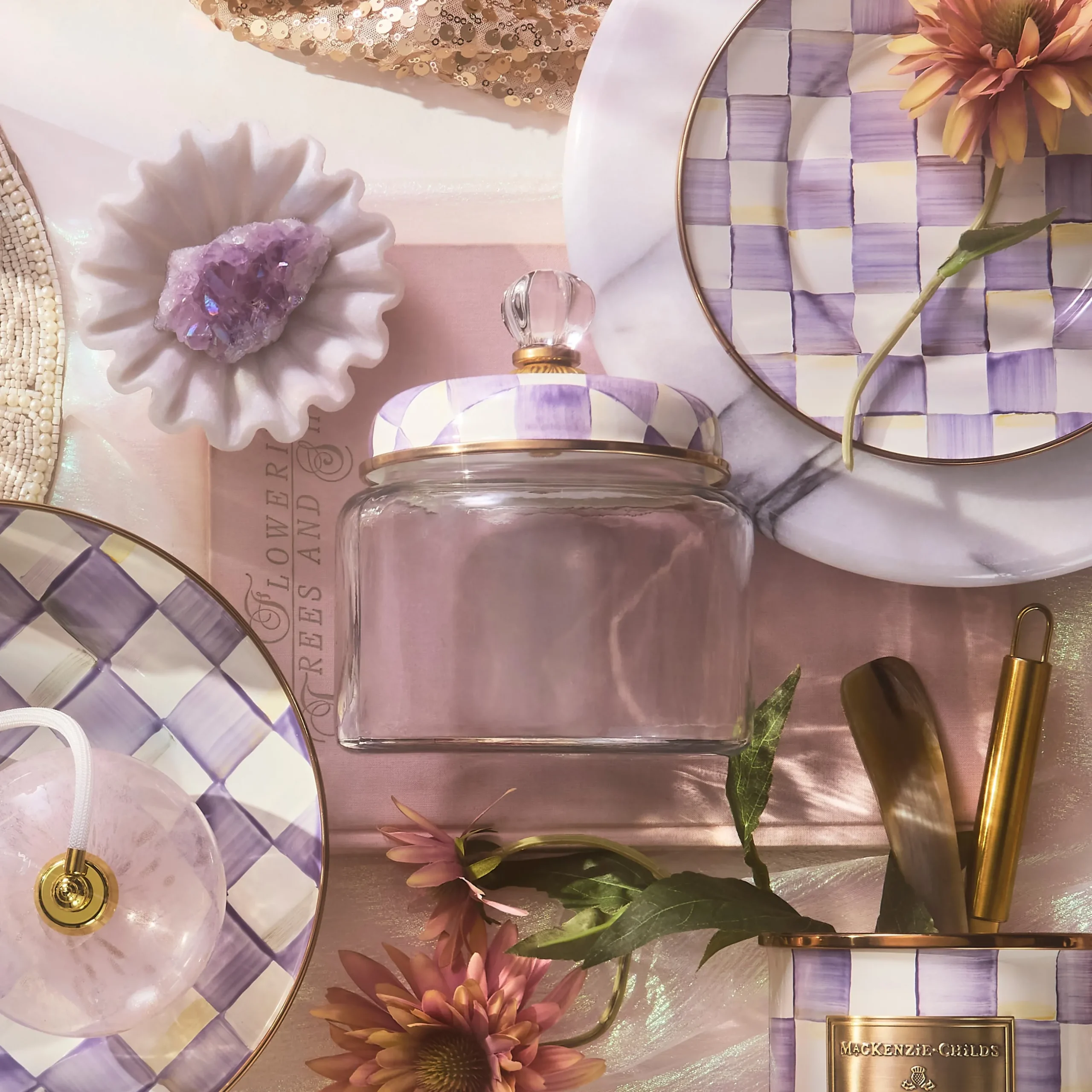 Violet Check Small Kitchen Canister