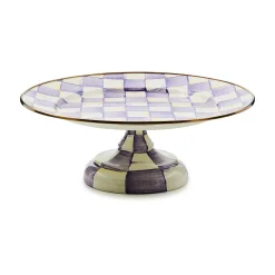 Violet Check Small Pedestal Platter