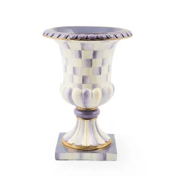 Violet Check Tabletop Pedestal Urn