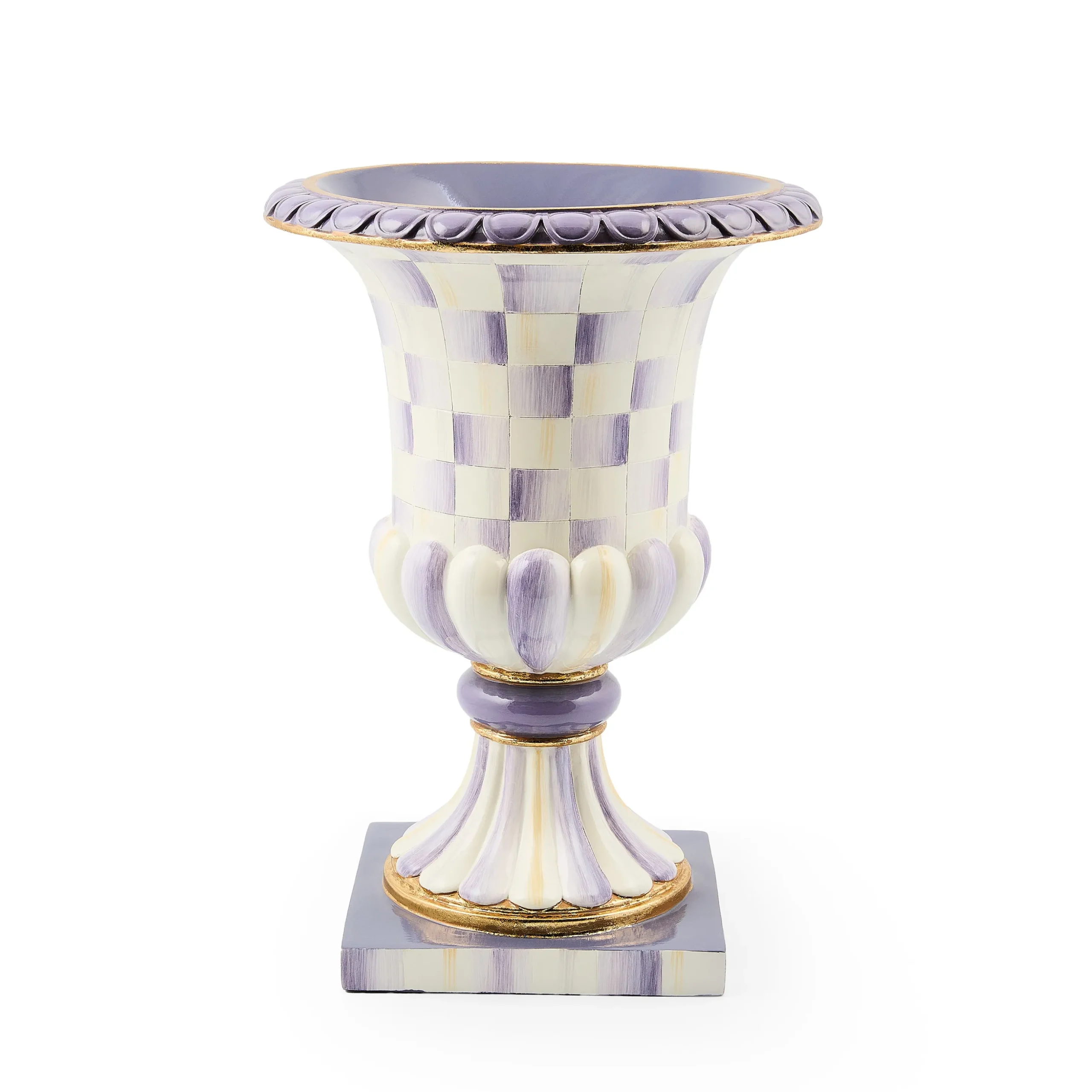 Violet Check Tabletop Pedestal Urn