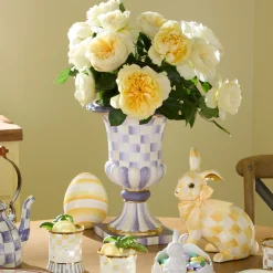 Violet Check Tabletop Pedestal Urn