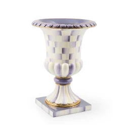 Violet Check Tabletop Pedestal Urn
