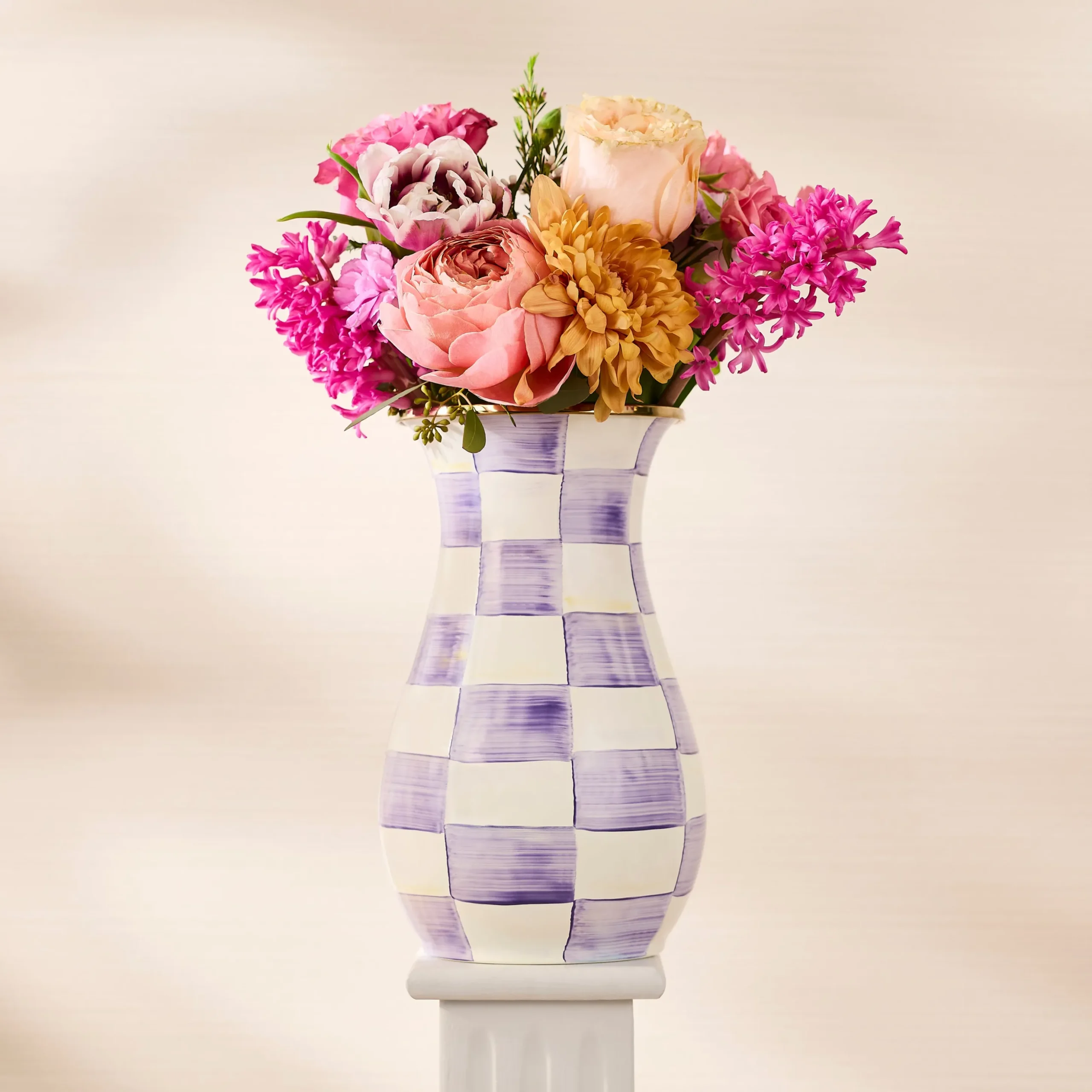 Violet Check Tall Vase