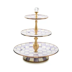 Violet Check Three Tier Sweet Stand