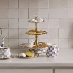 Violet Check Three Tier Sweet Stand